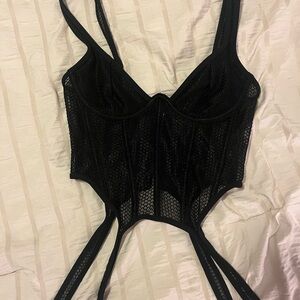 Oh Polly Black Mesh Crop Top